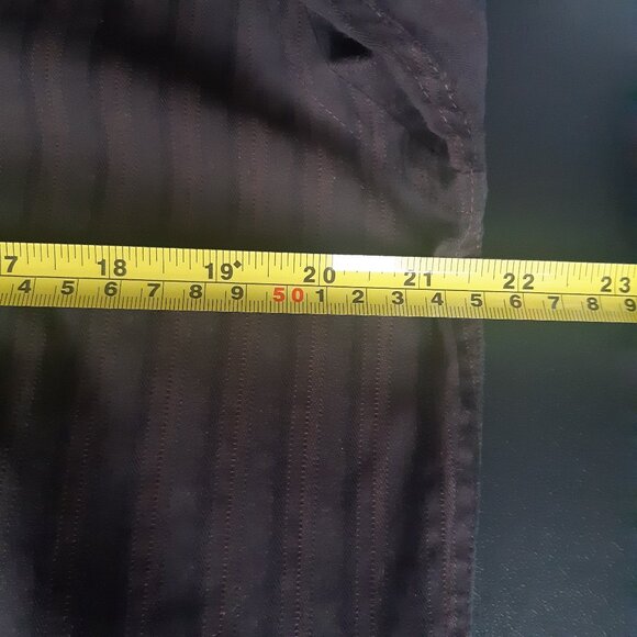 Perry Ellis SZ M Men's 100% Cotton Brown Striped Button Up Shirt - Picture 6 of 10